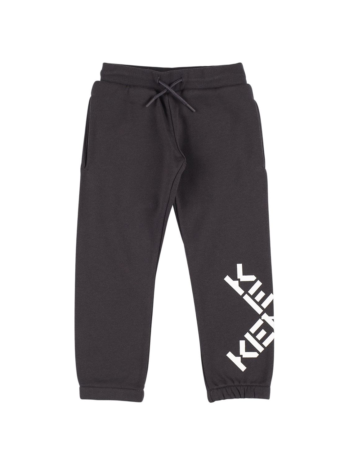 Kenzo Kids' Logo Print Cotton Sweatpants In Navy