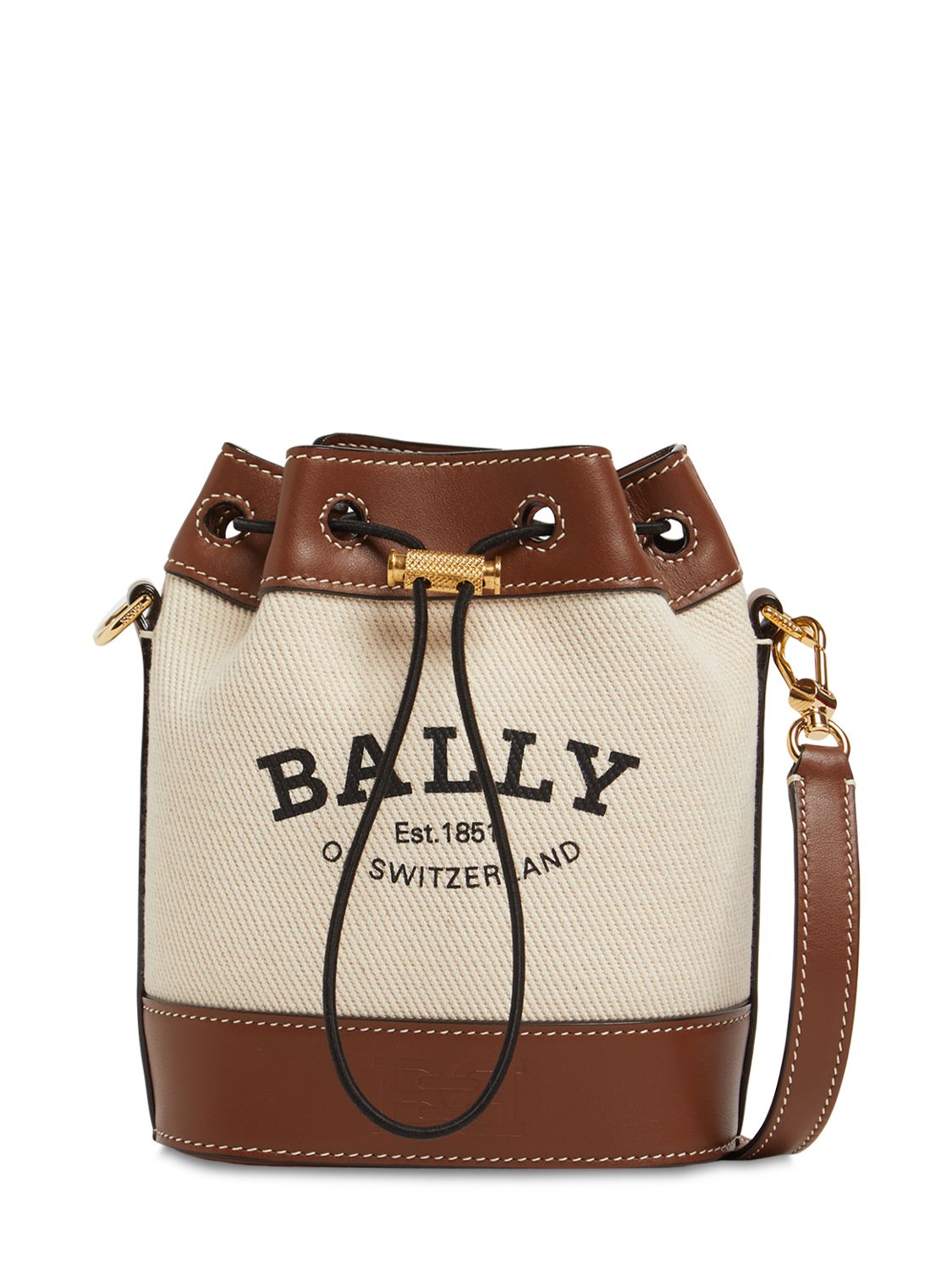 Bally Xs cleoh canvas & leather bucket bag Natural/Cuero Luisaviaroma