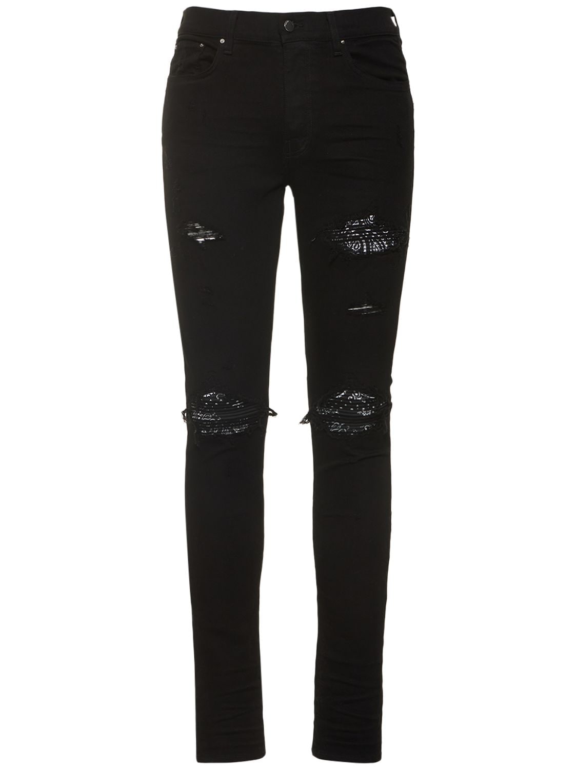 Amiri 15cm Mx1 Bandana Tapered Denim Jeans In Aged Black | ModeSens