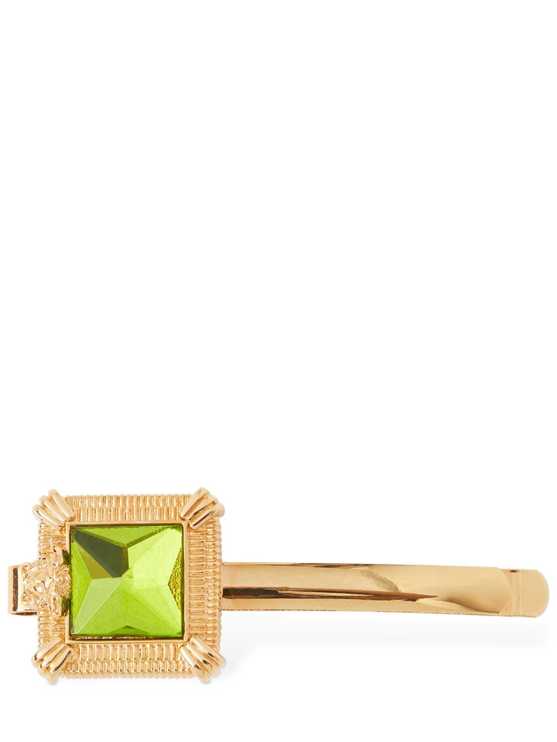 Versace Medusa Squared Crystal Hair Clip In Gold,green