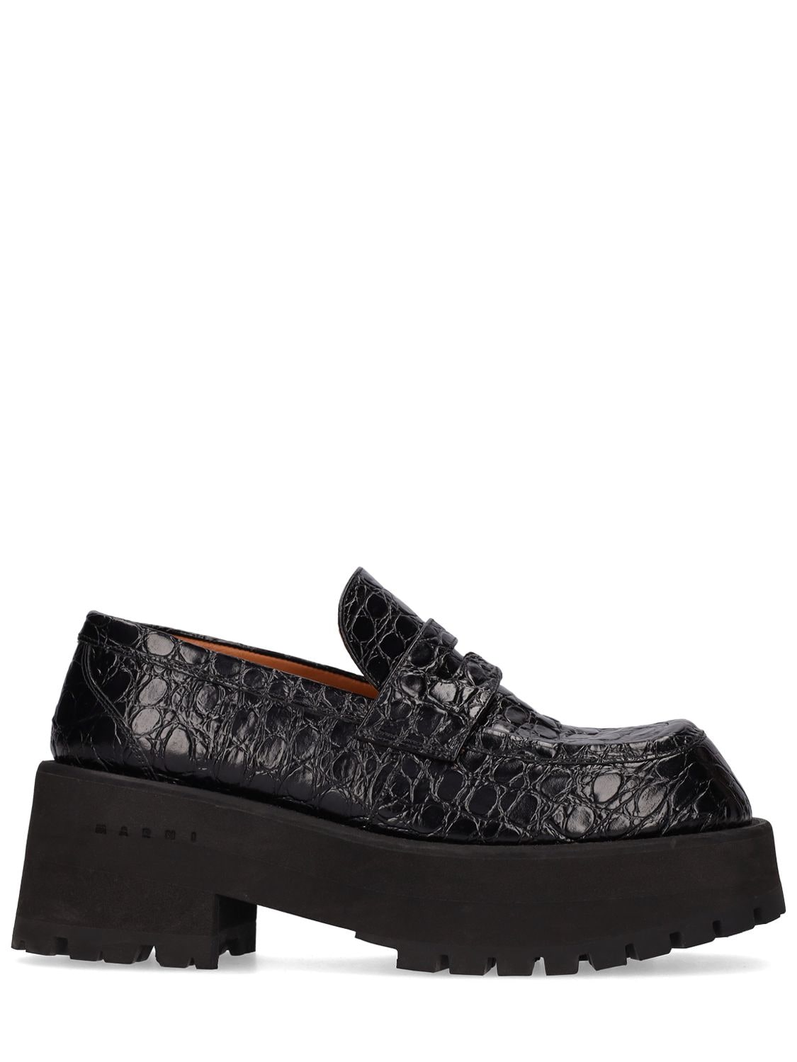 MARNI 60MM CROC EMBOSSED LEATHER LOAFERS