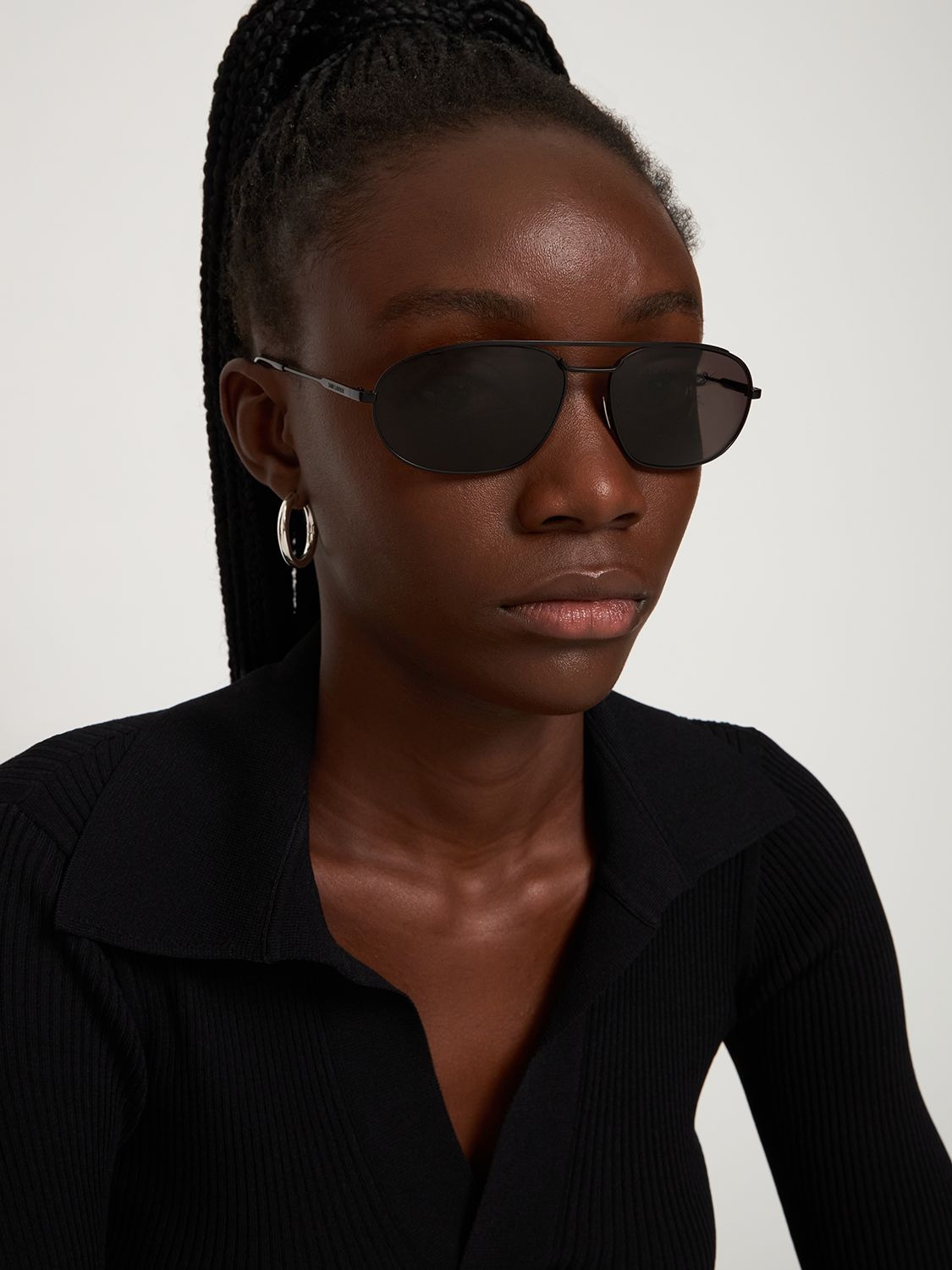 Saint Laurent Sl 561 Pilot-frame Sunglasses In Black | ModeSens