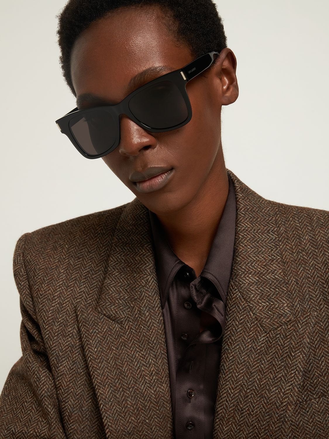 Shop Saint Laurent Sl 556 Acetate Sunglasses In Black