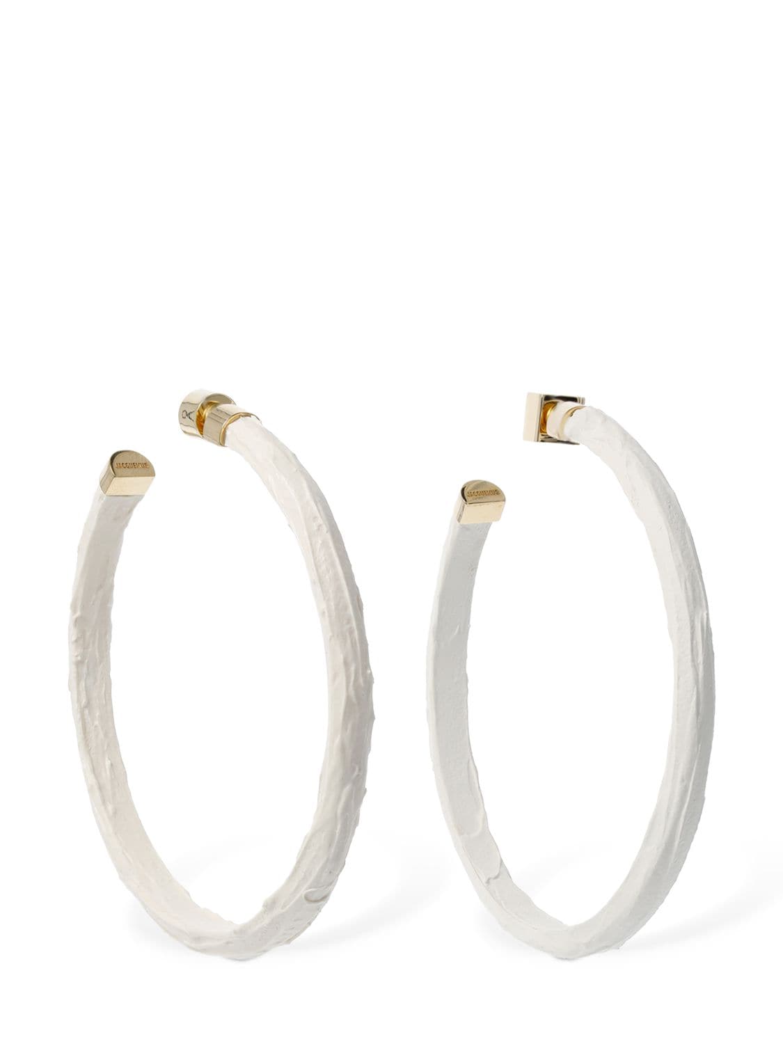 Shop Jacquemus Les Creoles Platre Big Hoop Earrings In White