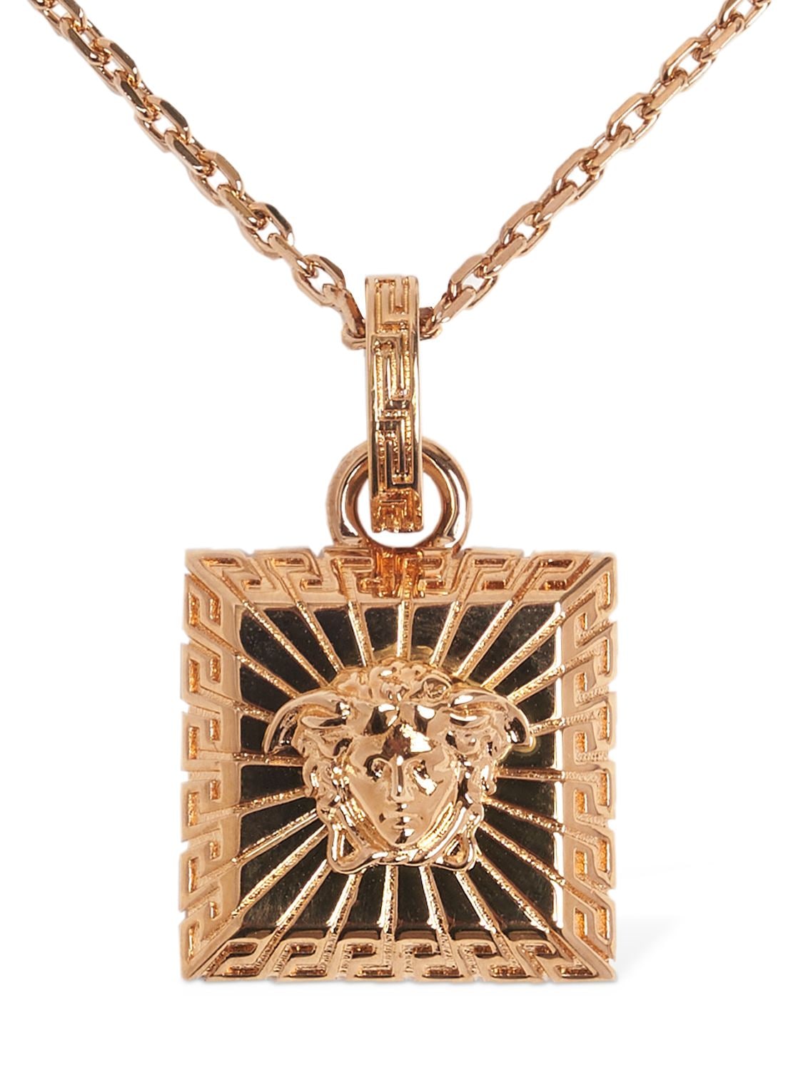 Versace Medusa Squared Charm Necklace In Gold