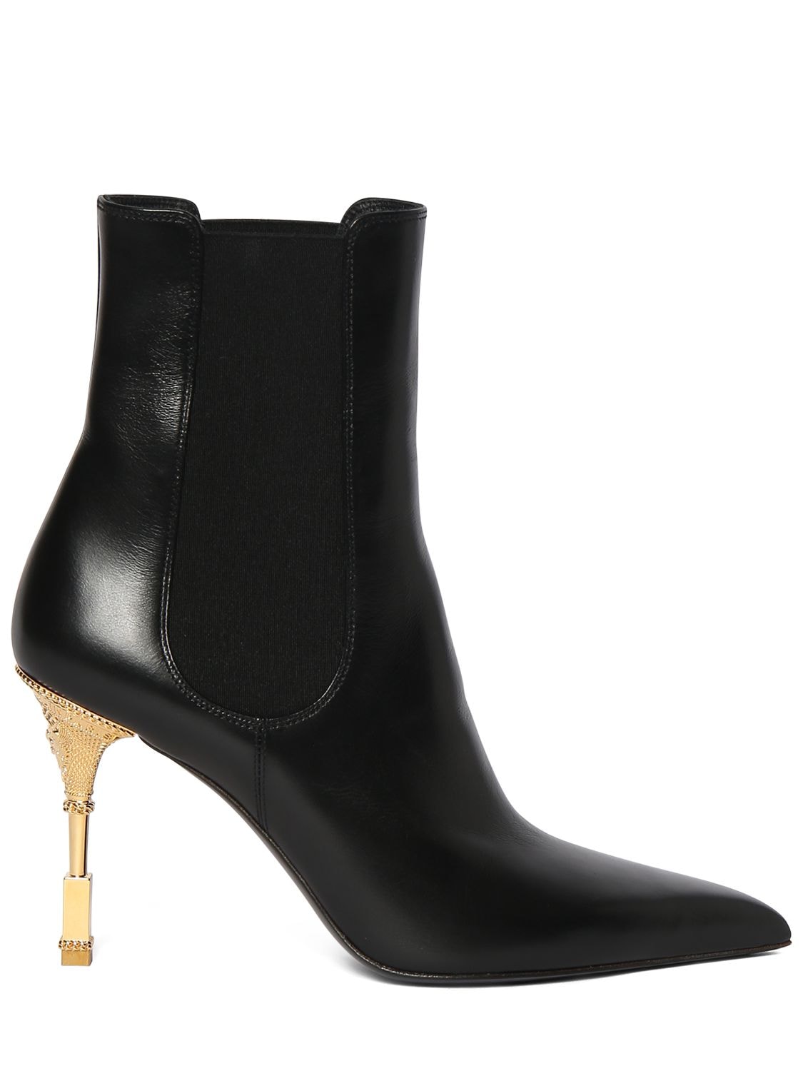 BALMAIN 95MM LEATHER ANKLE BOOTS