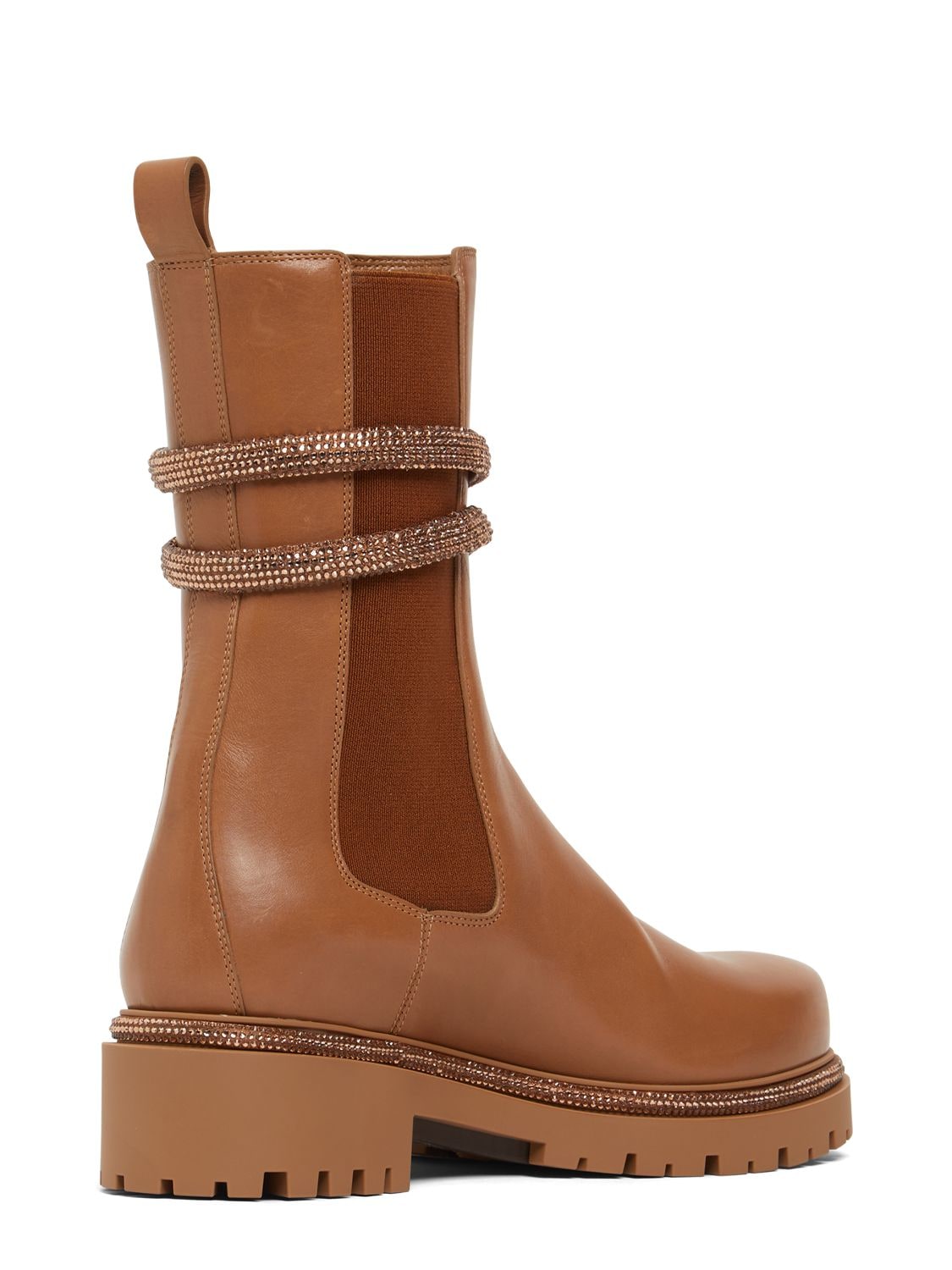 Shop René Caovilla 40mm Cleo Leather Chelsea Boots In Brown