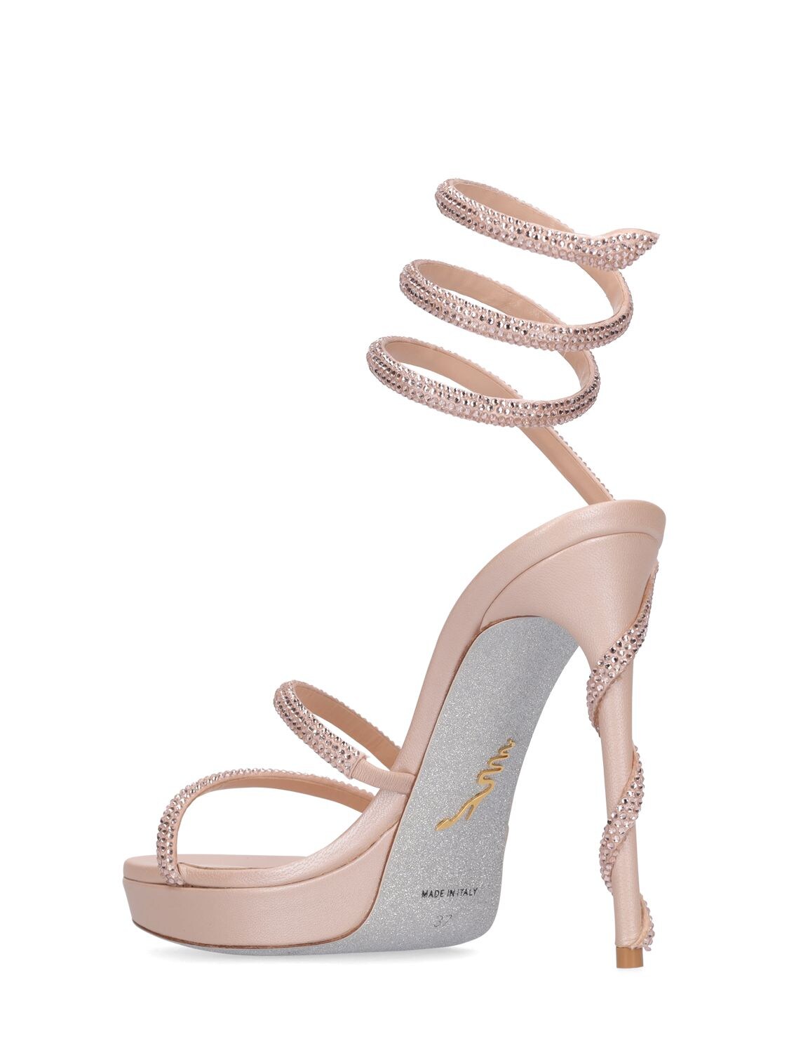 Shop René Caovilla 120mm Margot Satin & Crystals Sandals In Pink