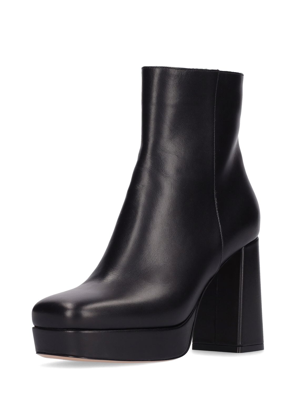 Shop Gianvito Rossi 90mm Daisen Platform Leather Ankle Boots In Black