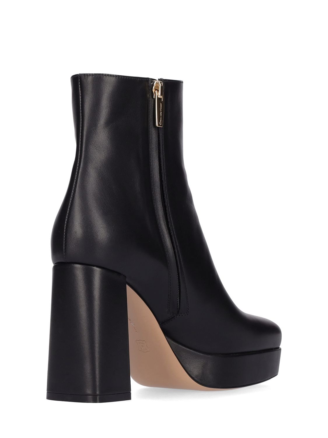 Shop Gianvito Rossi 90mm Daisen Platform Leather Ankle Boots In Black