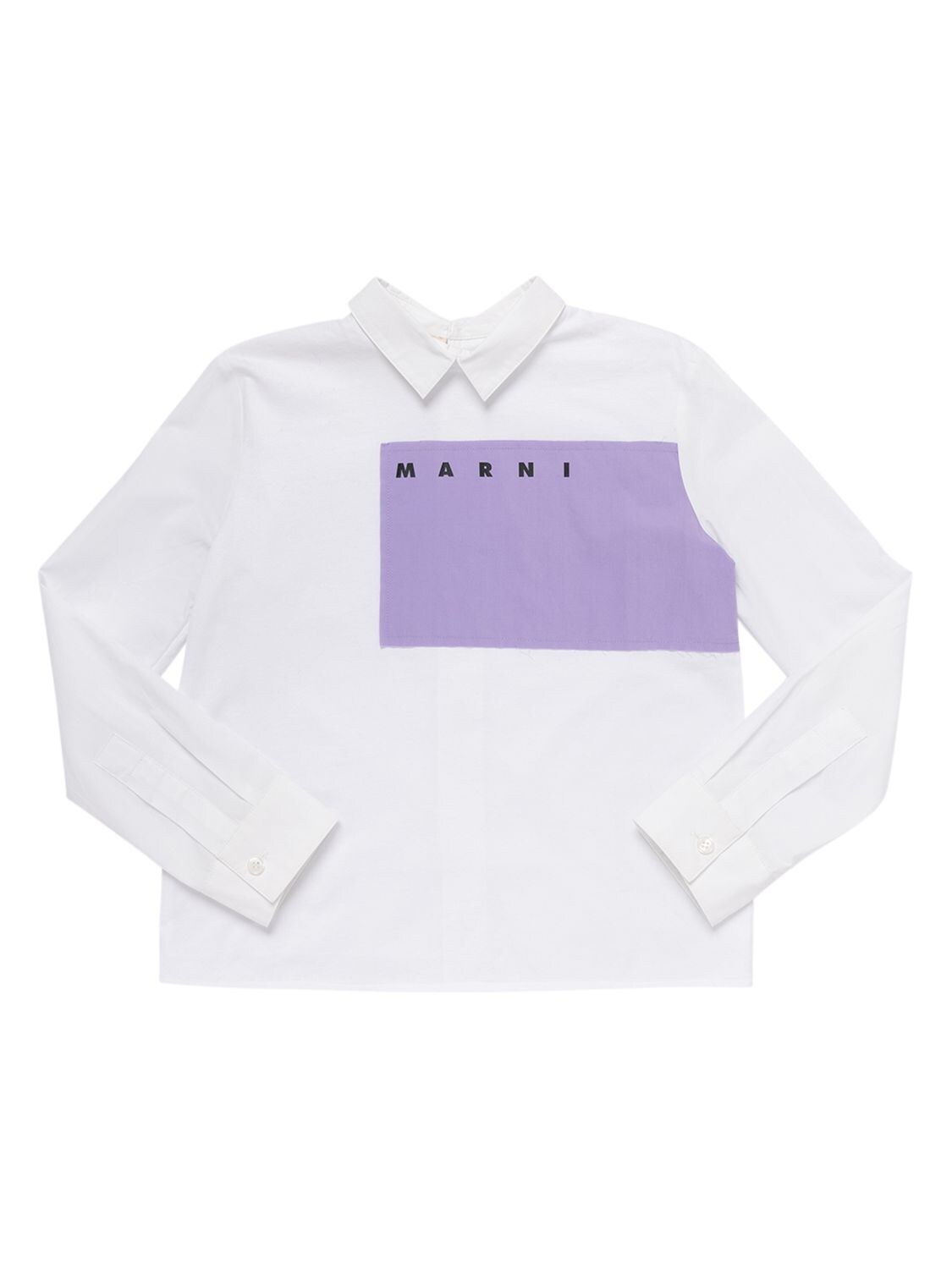 Marni Junior Kids' Logo Print Cotton Poplin Shirt In White
