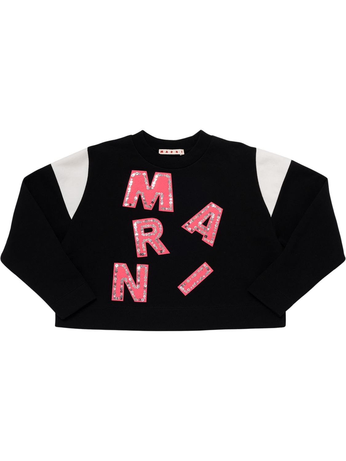 Marni Junior Kids' Sequined Logo Cotton Sweatshirt In Black