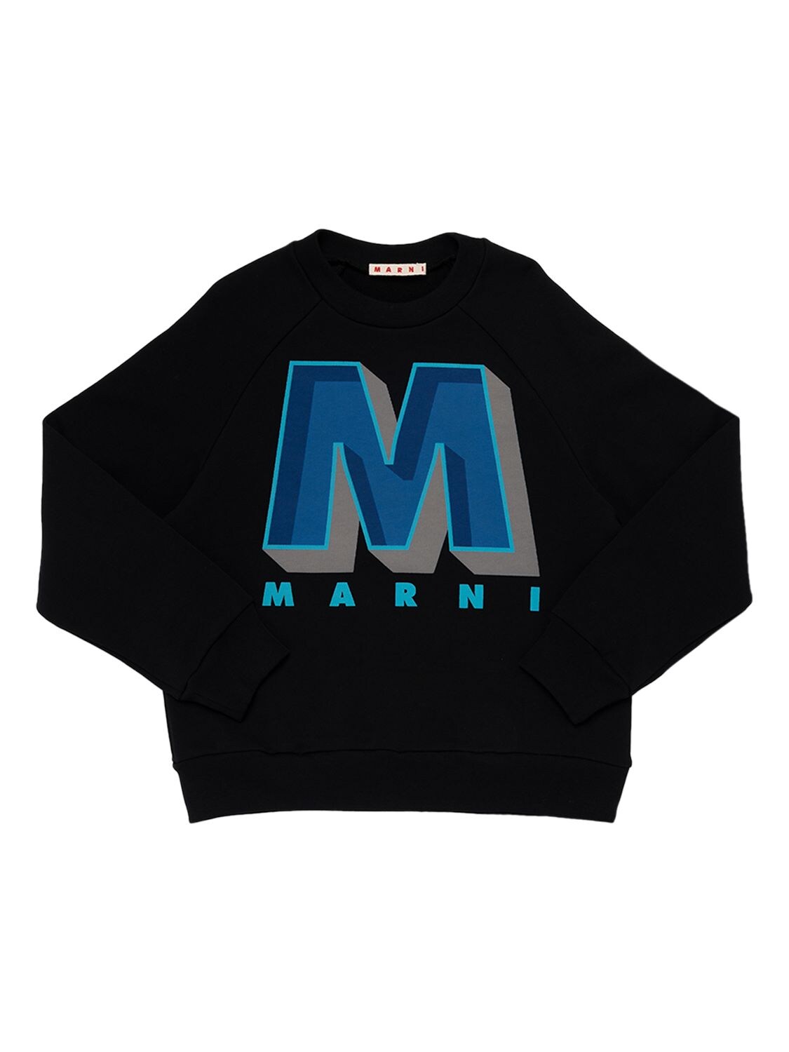 Marni Junior Kids' Rubberized Logo Cotton Sweatshirt In Black