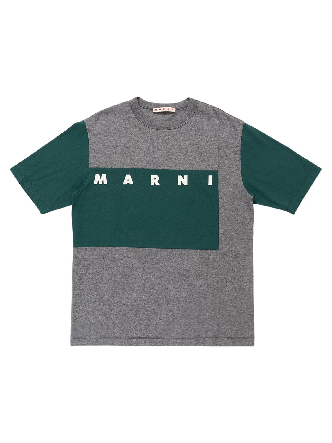 Marni Junior Kids' Rubberized Logo Cotton Jersey T-shirt In Grey