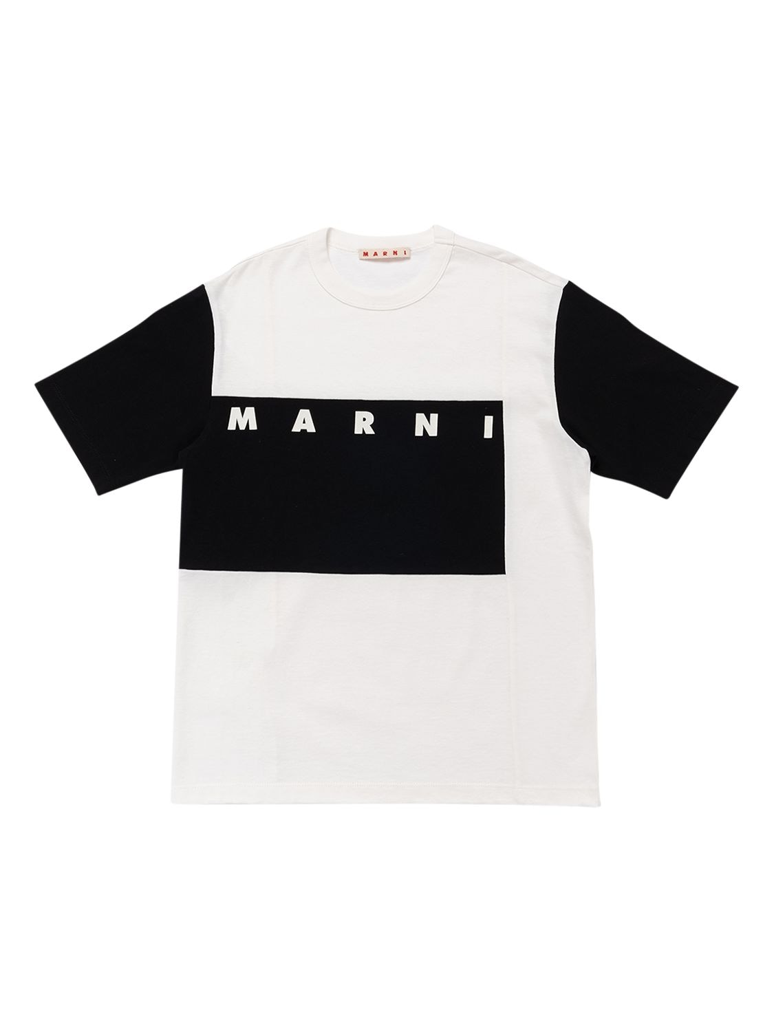 Marni Junior Kids' Rubberized Logo Cotton Jersey T-shirt In White