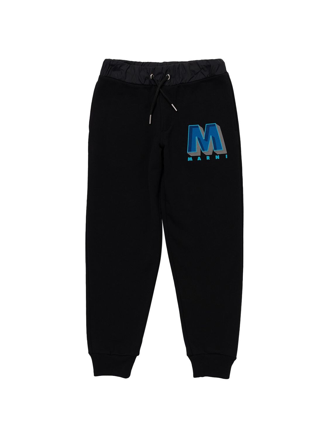 Marni Junior Kids' Rubberized Logo Cotton Sweatpants In Black