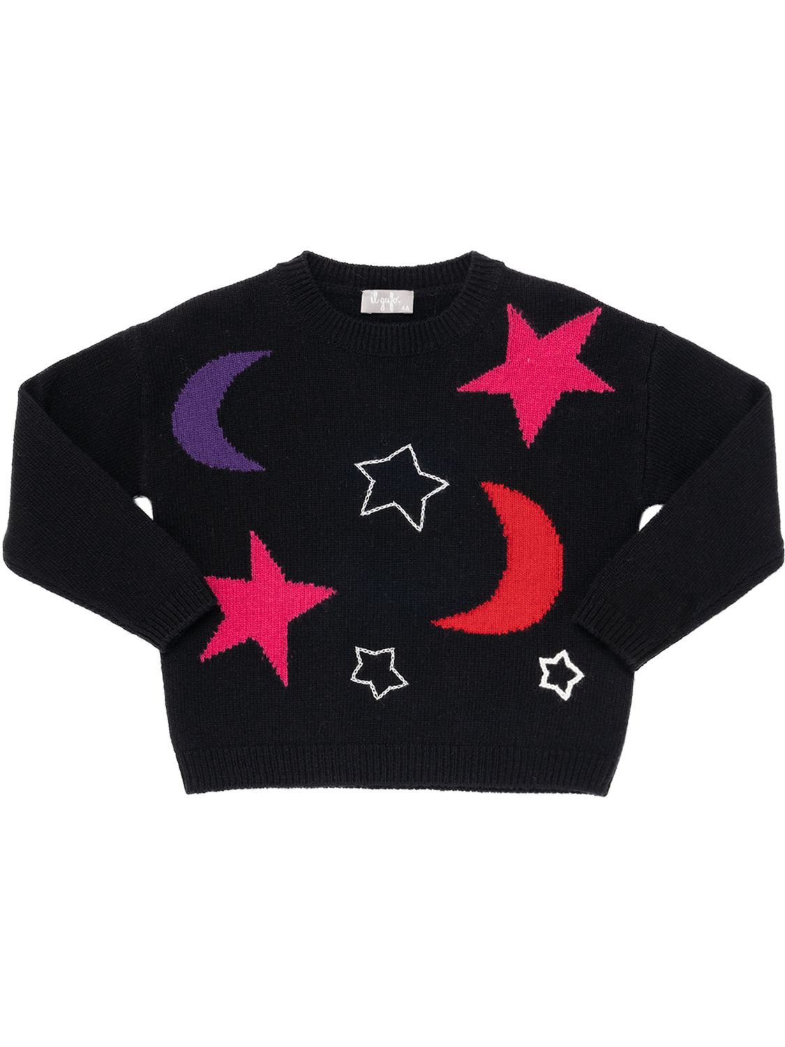 Il Gufo Intarsia Virgin Wool Sweater In Black