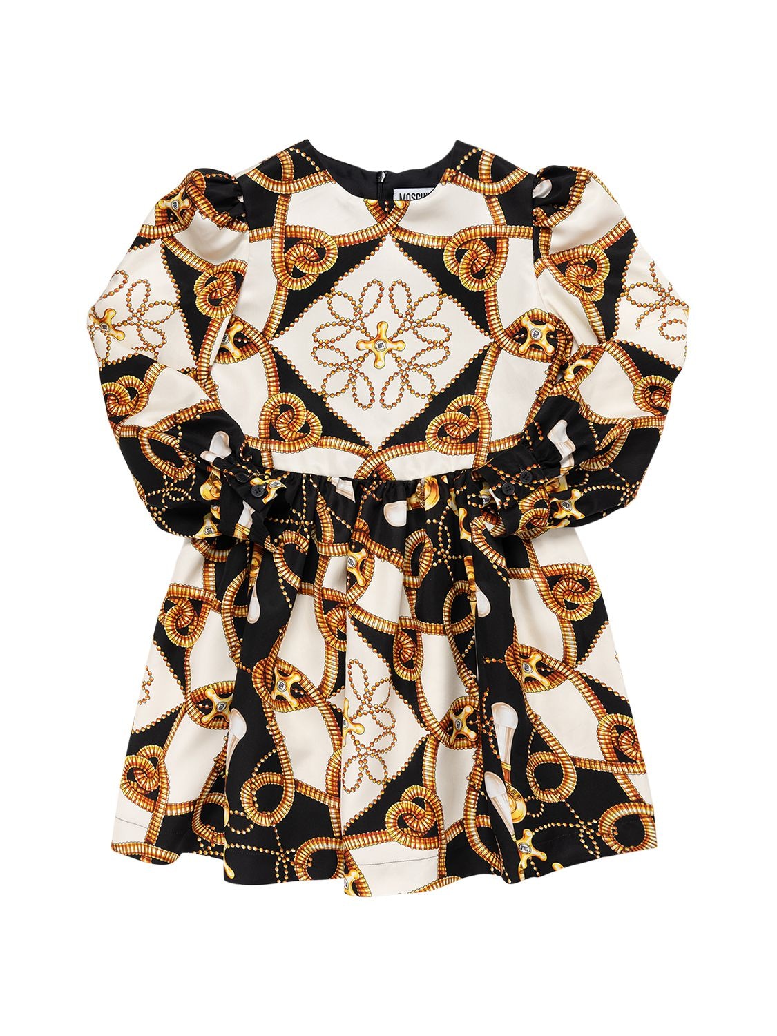 Moschino Kids' All Over Print Viscose Dress In Multicolor