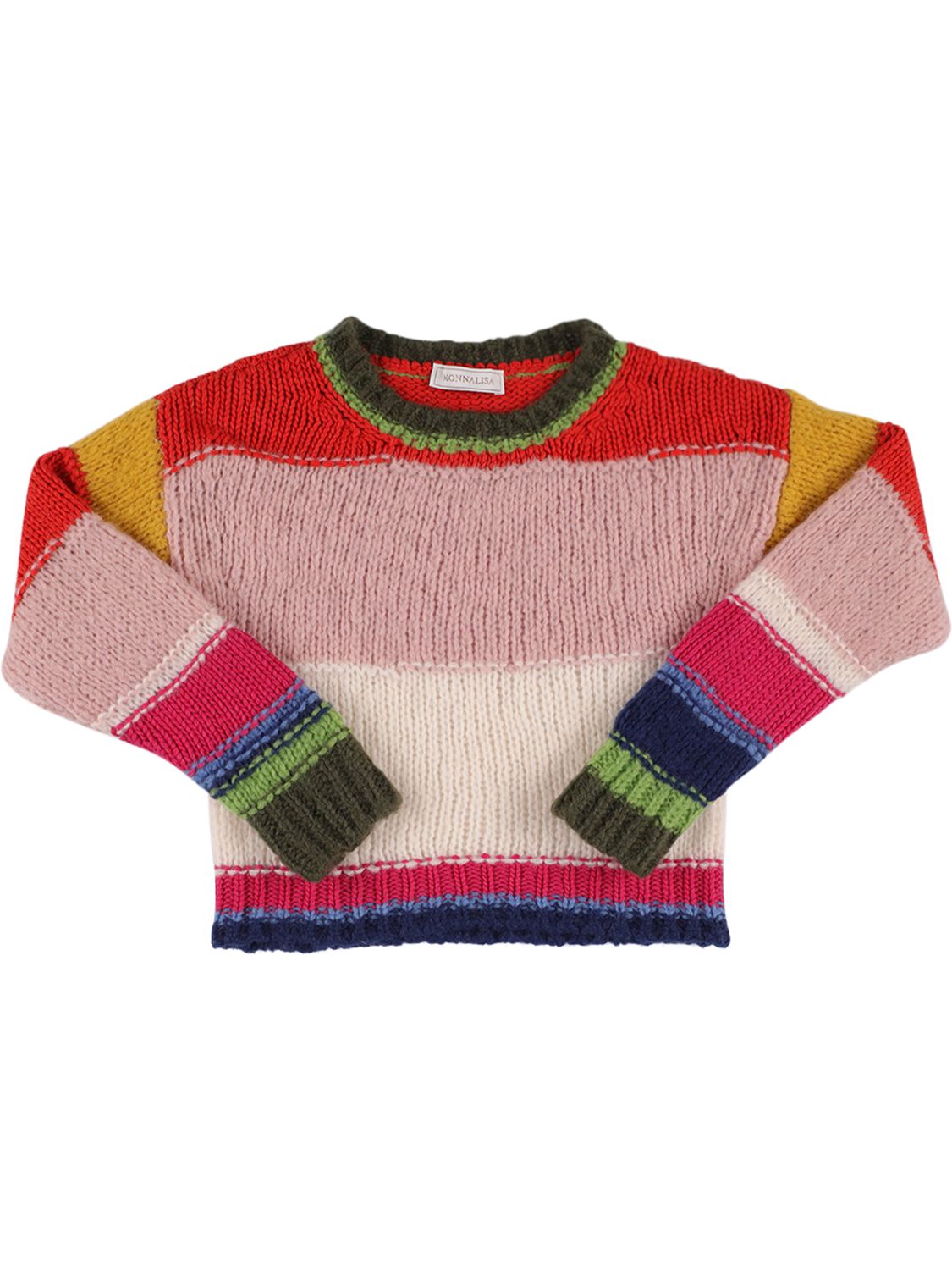 Monnalisa Stripe-print Wool-blend Jumper In Multicolor