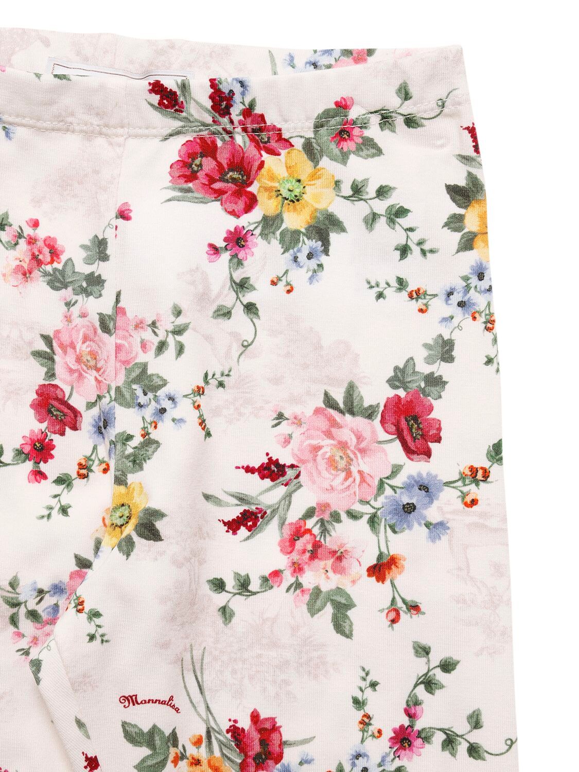 Monnalisa Kids'   Floral Jersey Leggings In Ecru