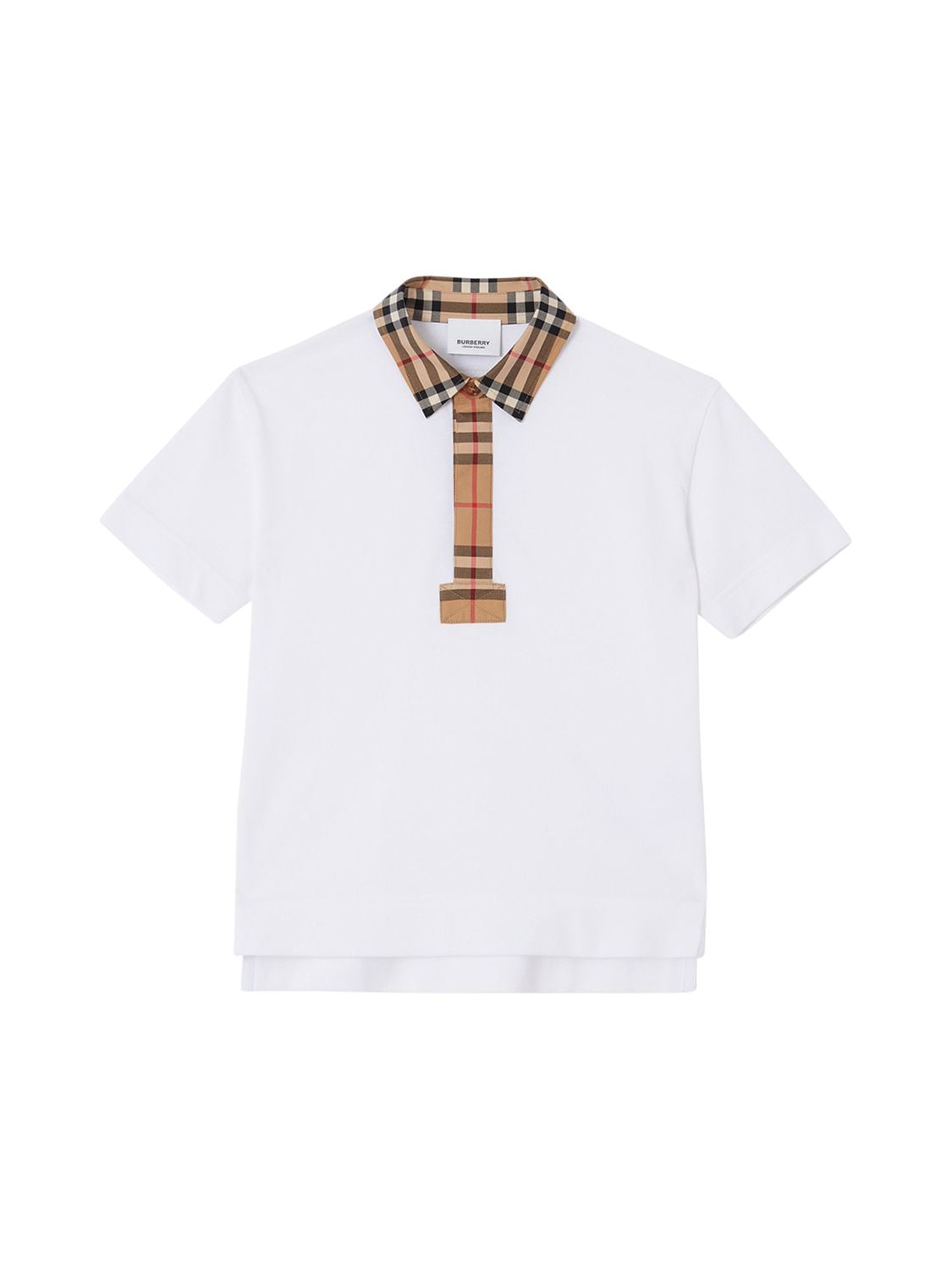 Shop Burberry Cotton Piqué Polo Shirt W/ Check Inserts In White