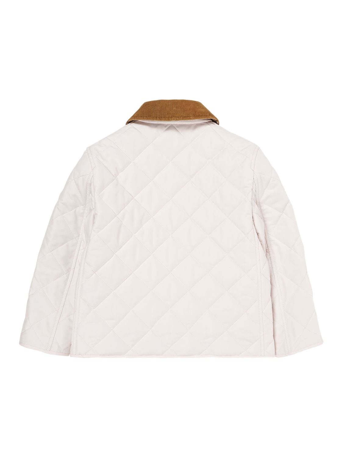 Shop Burberry Quilted Jacket W/ Check Lining In Beige