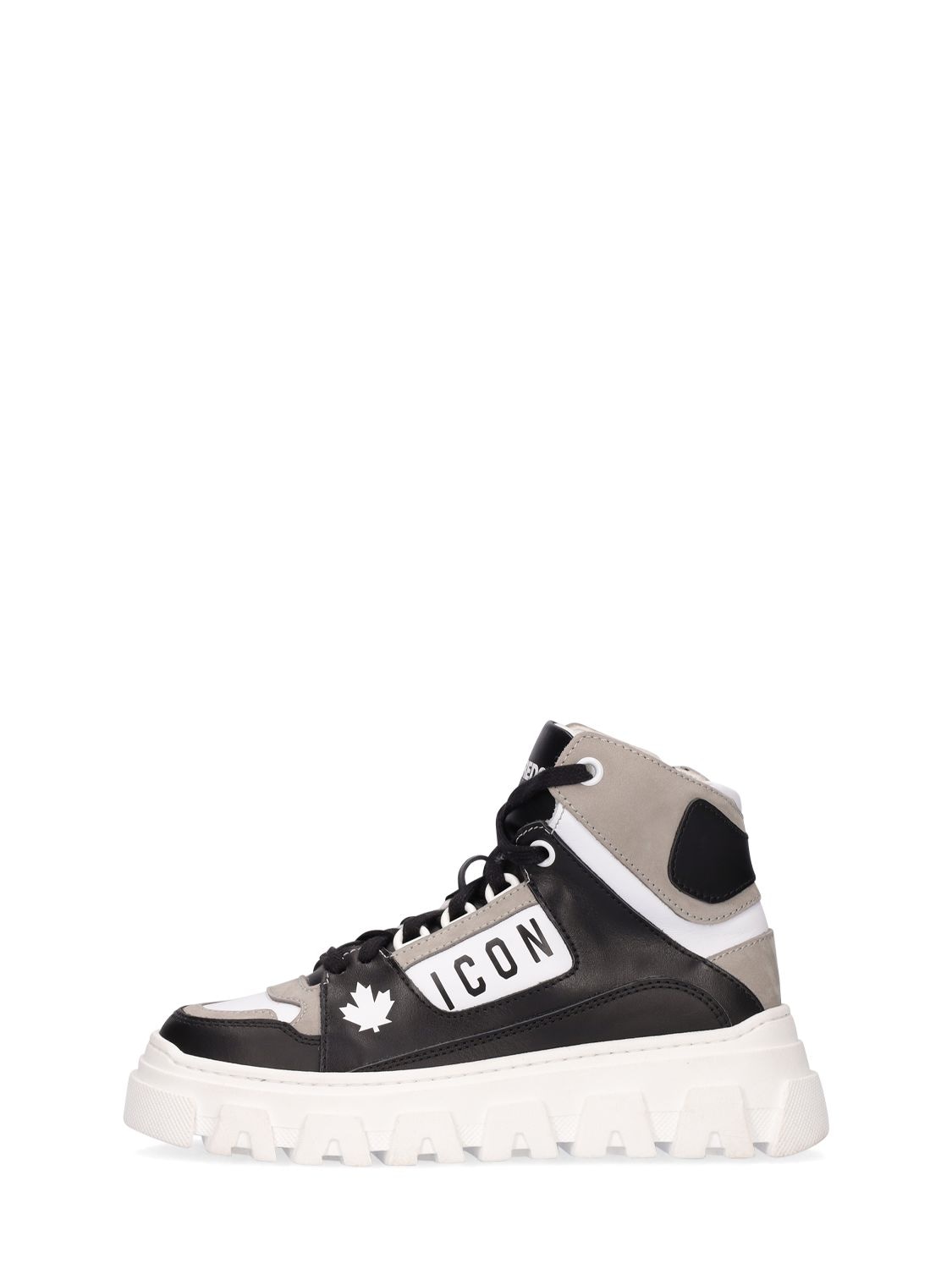 Leather Lace-up High Top Sneakers W/logo