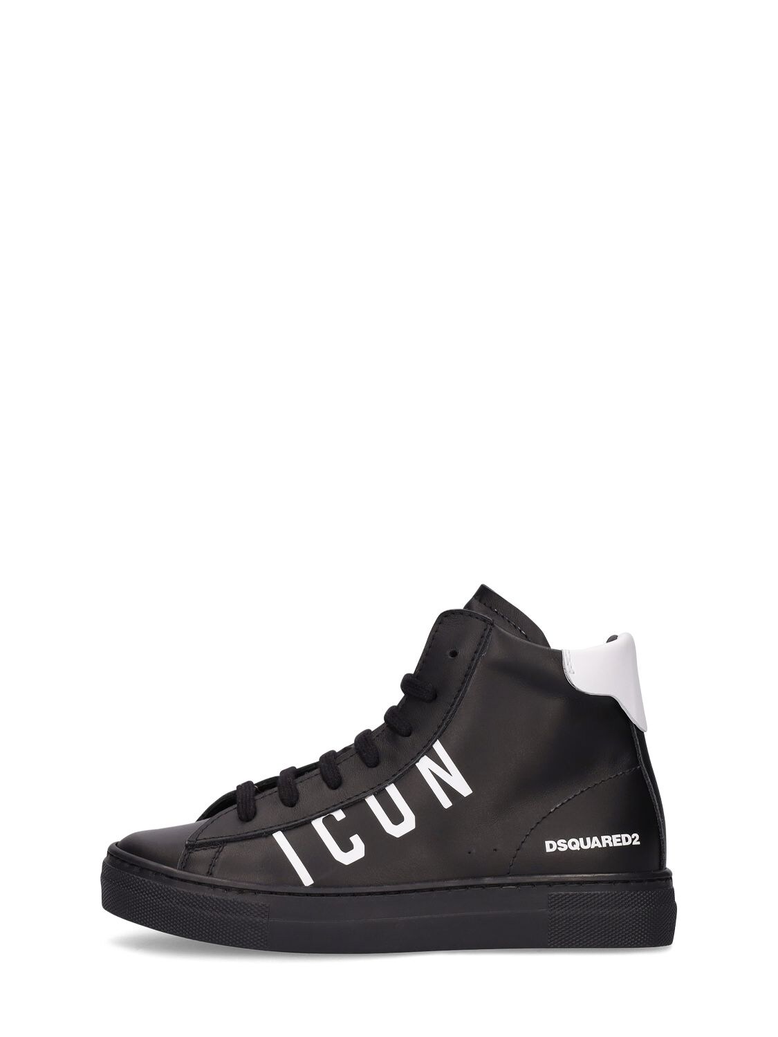 Icon Print Lace-up Leather Sneakers
