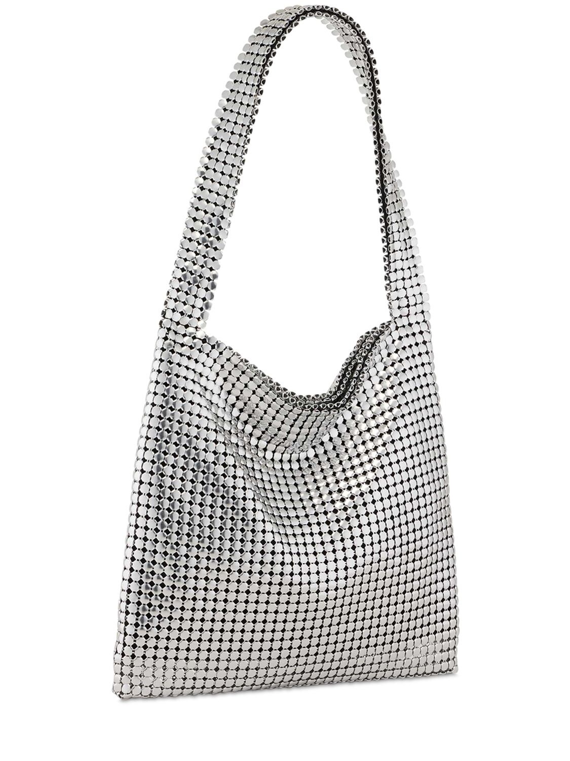 Shop Rabanne Small Pixel Hobo Mesh Bag In Silver