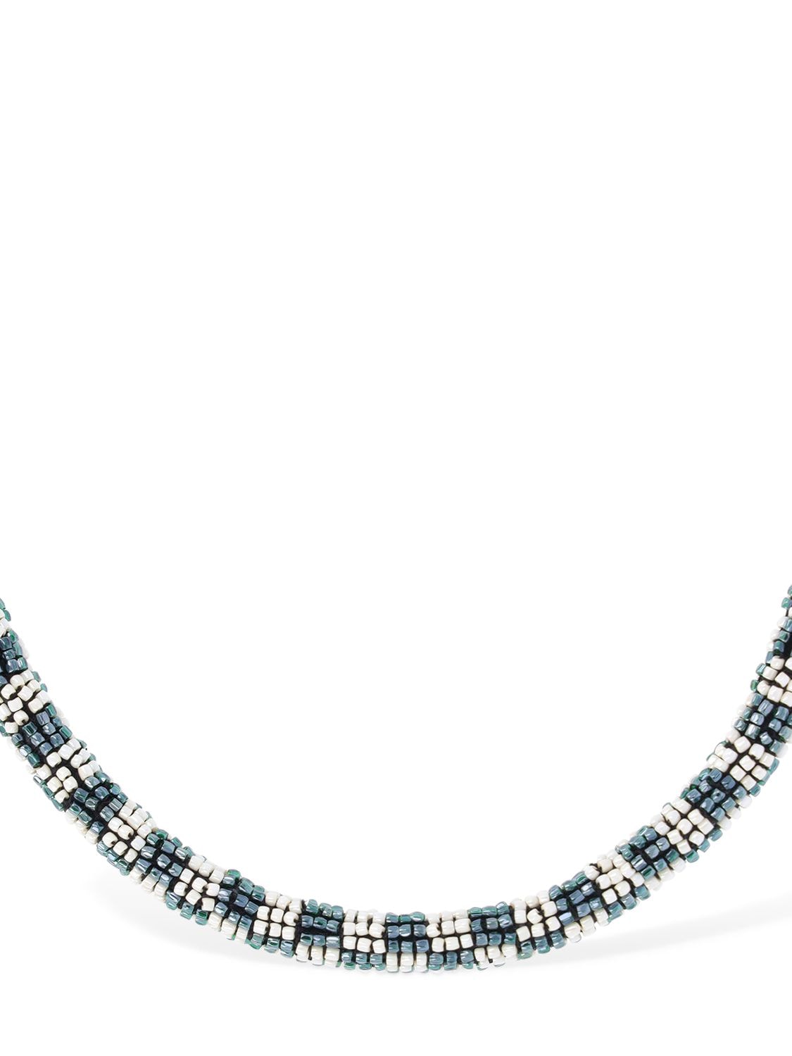 Shop Isabel Marant Wapi Beaded Collar Necklace In Multi,green