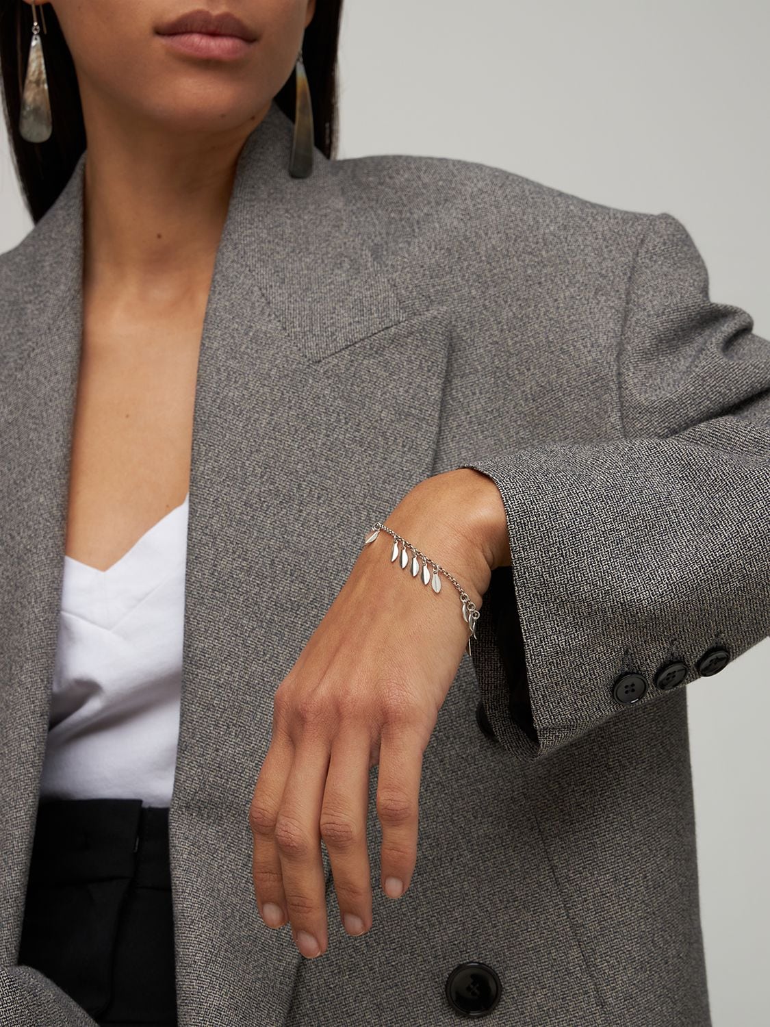 Shop Isabel Marant Shiny Lea Chain Bracelet In Silver
