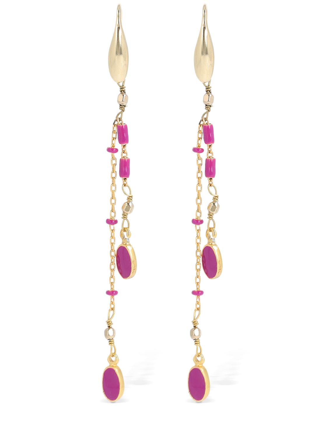 Isabel Marant Casablanca Resin Pendant Earrings In Fuchsia,gold