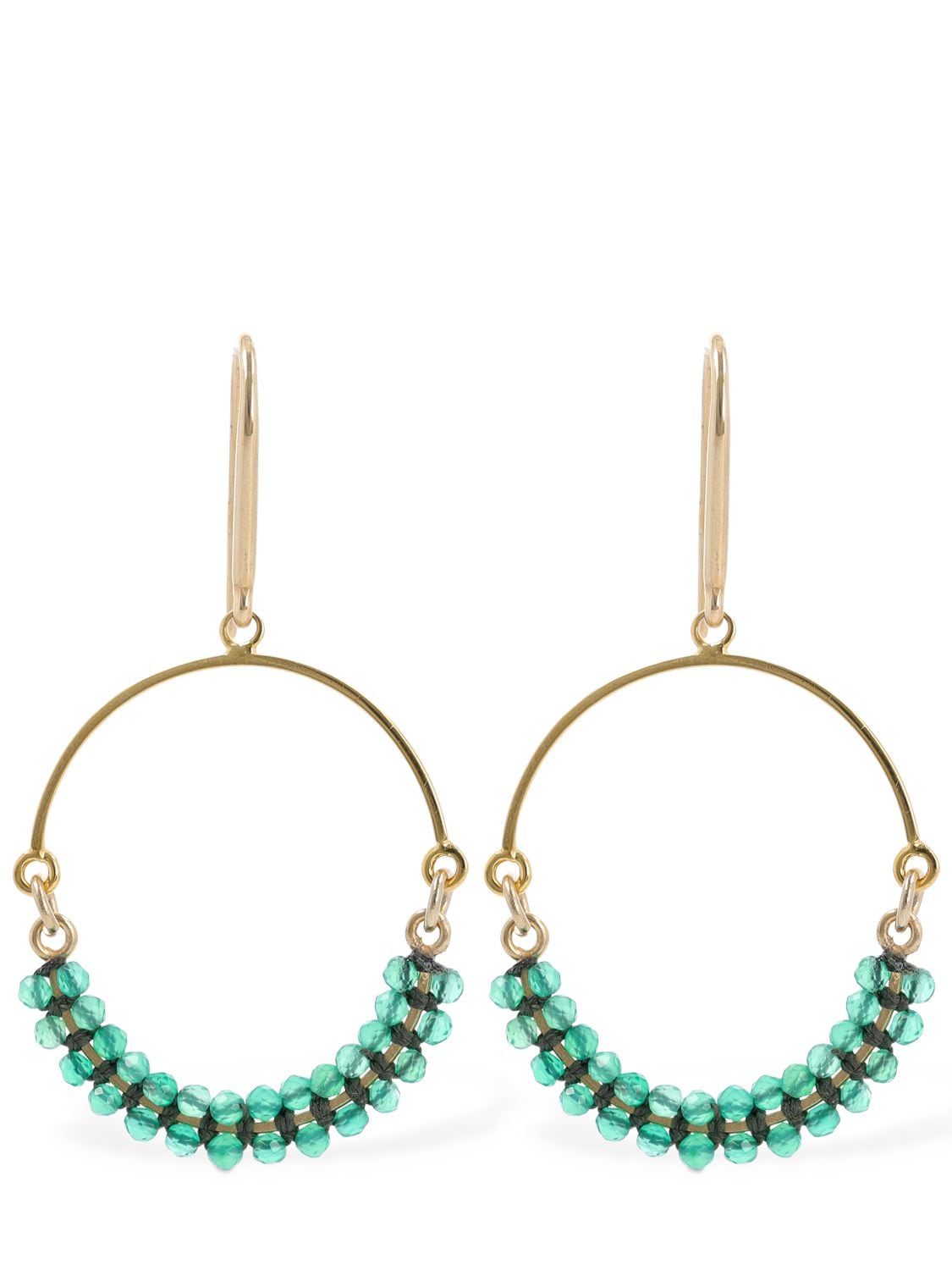 Shop Isabel Marant Cesaria Beaded Hoop Earrings In Green,gold