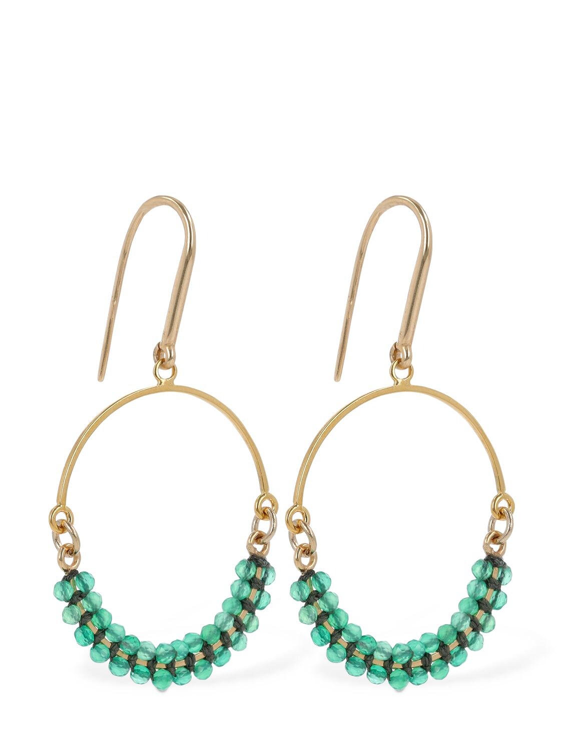 Shop Isabel Marant Cesaria Beaded Hoop Earrings In Green,gold