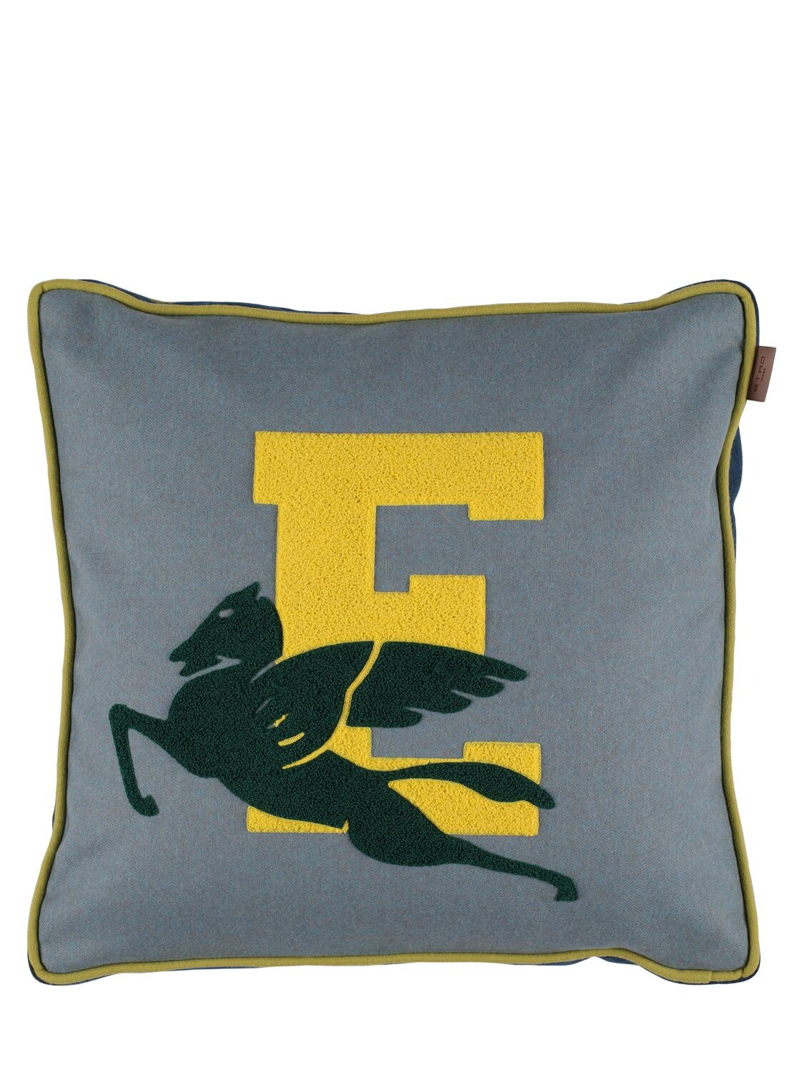 Etro Pegasus Logo Wool Blend Cushion In Multicolor