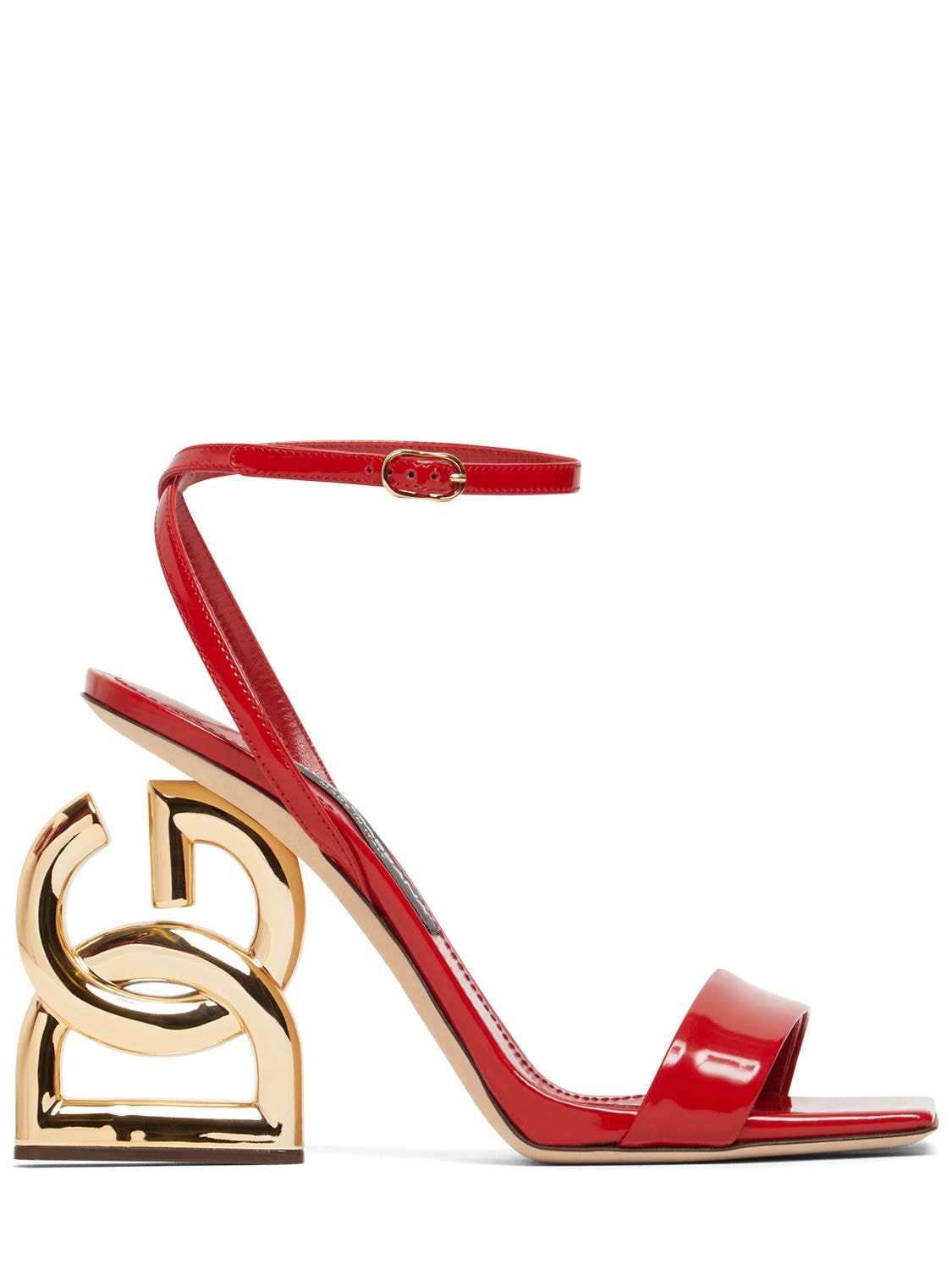 DOLCE & GABBANA 105MM PATENT LEATHER SANDALS