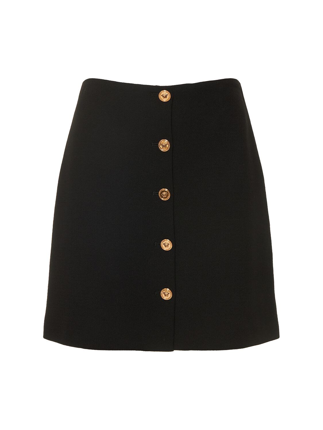 Versace - Buttoned wool twill mini skirt - Black | Luisaviaroma