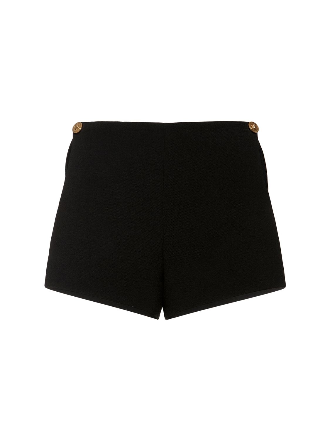 Versace Wool Twill Mini Shorts W/ Cutouts In Black | ModeSens