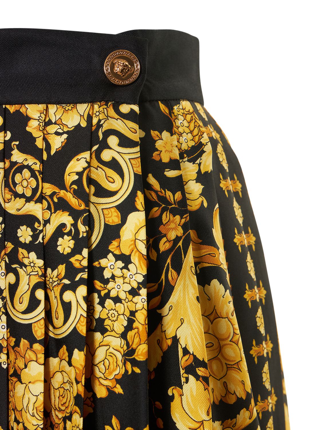 Versace Baroque Heritage Pleated Silk Mini Skirt