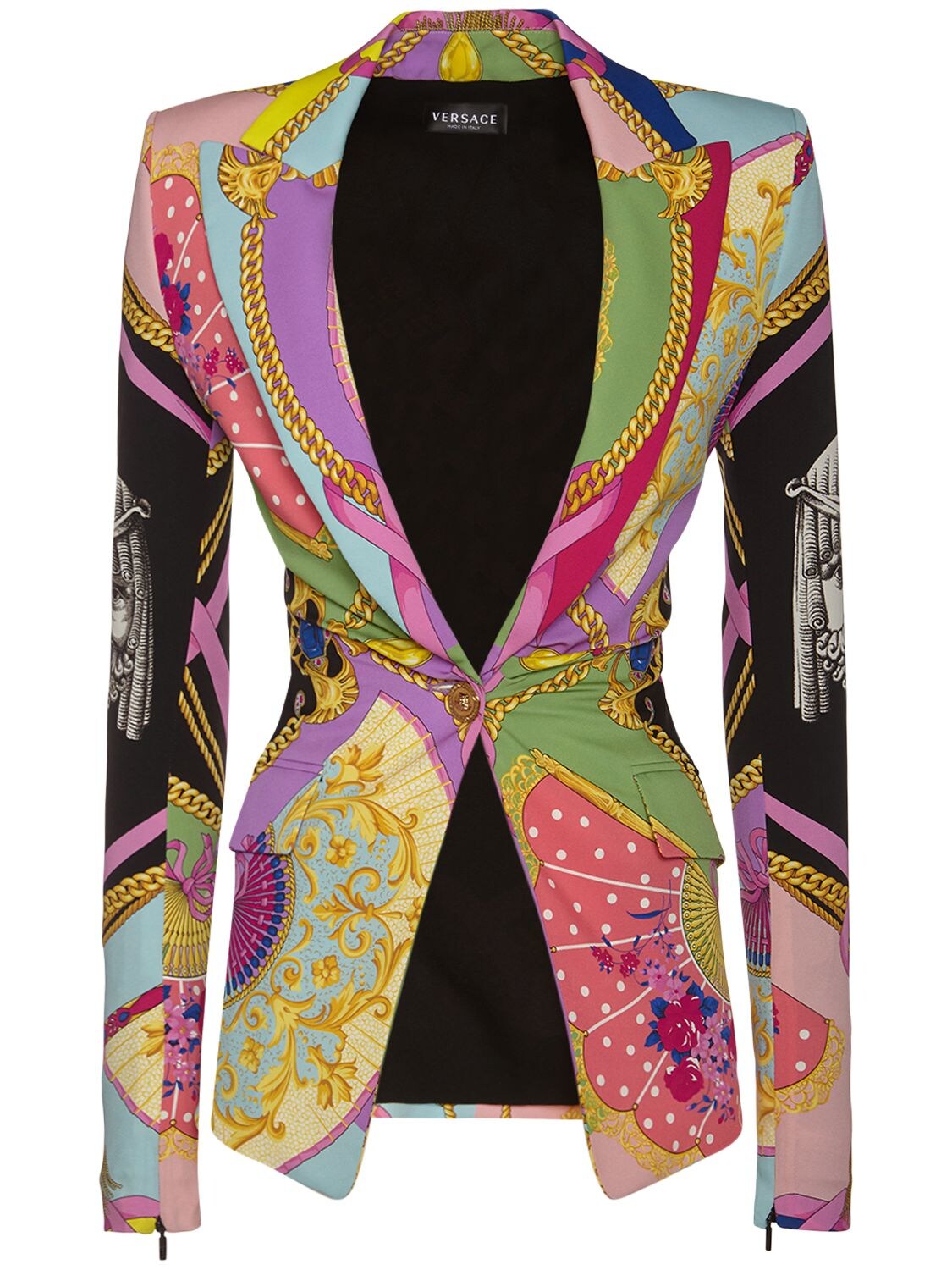 Geo Printed Silk Satin Blazer