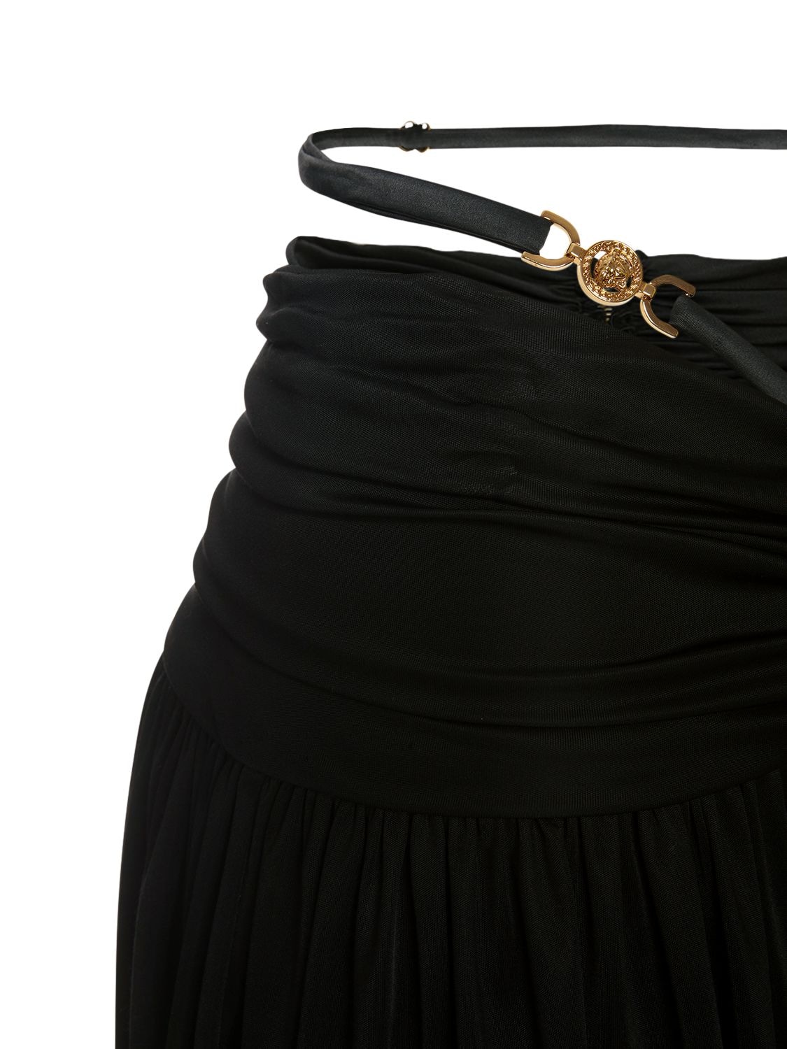 Embellished ruched miniskirt in black - Versace