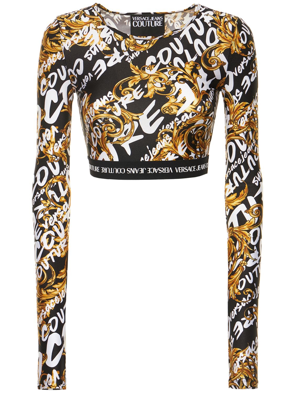 VERSACE JEANS COUTURE Printed Lycra Cropped T-shirt