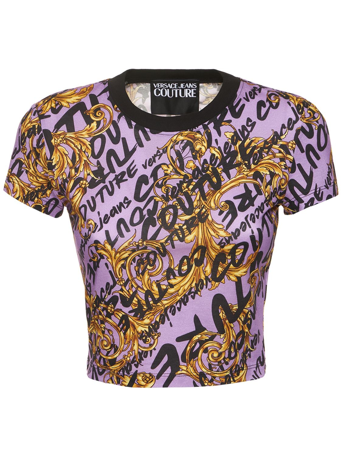 VERSACE JEANS COUTURE Printed Jersey Cropped T-shirt