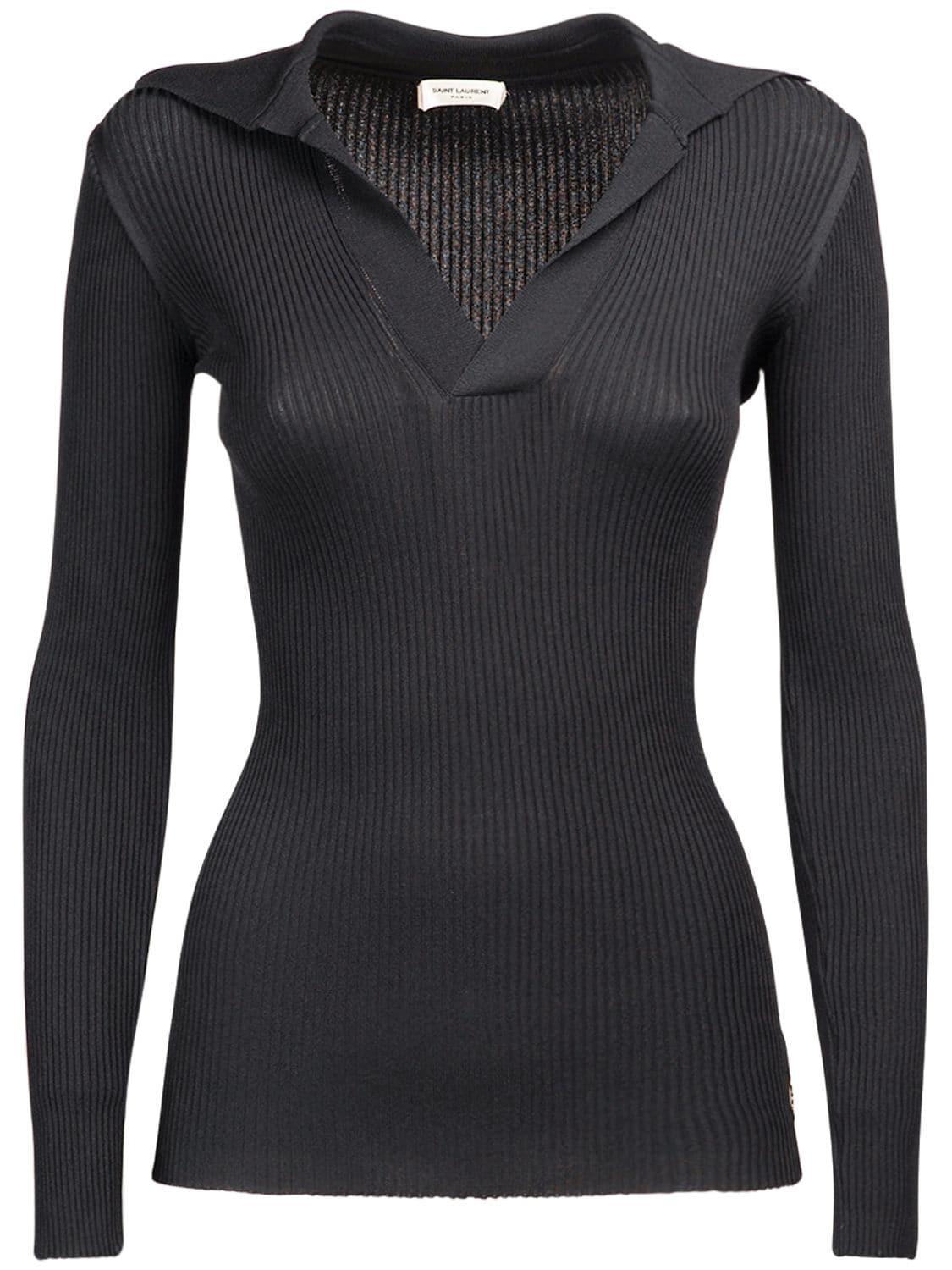 Saint Laurent Knitted Sweater In Black