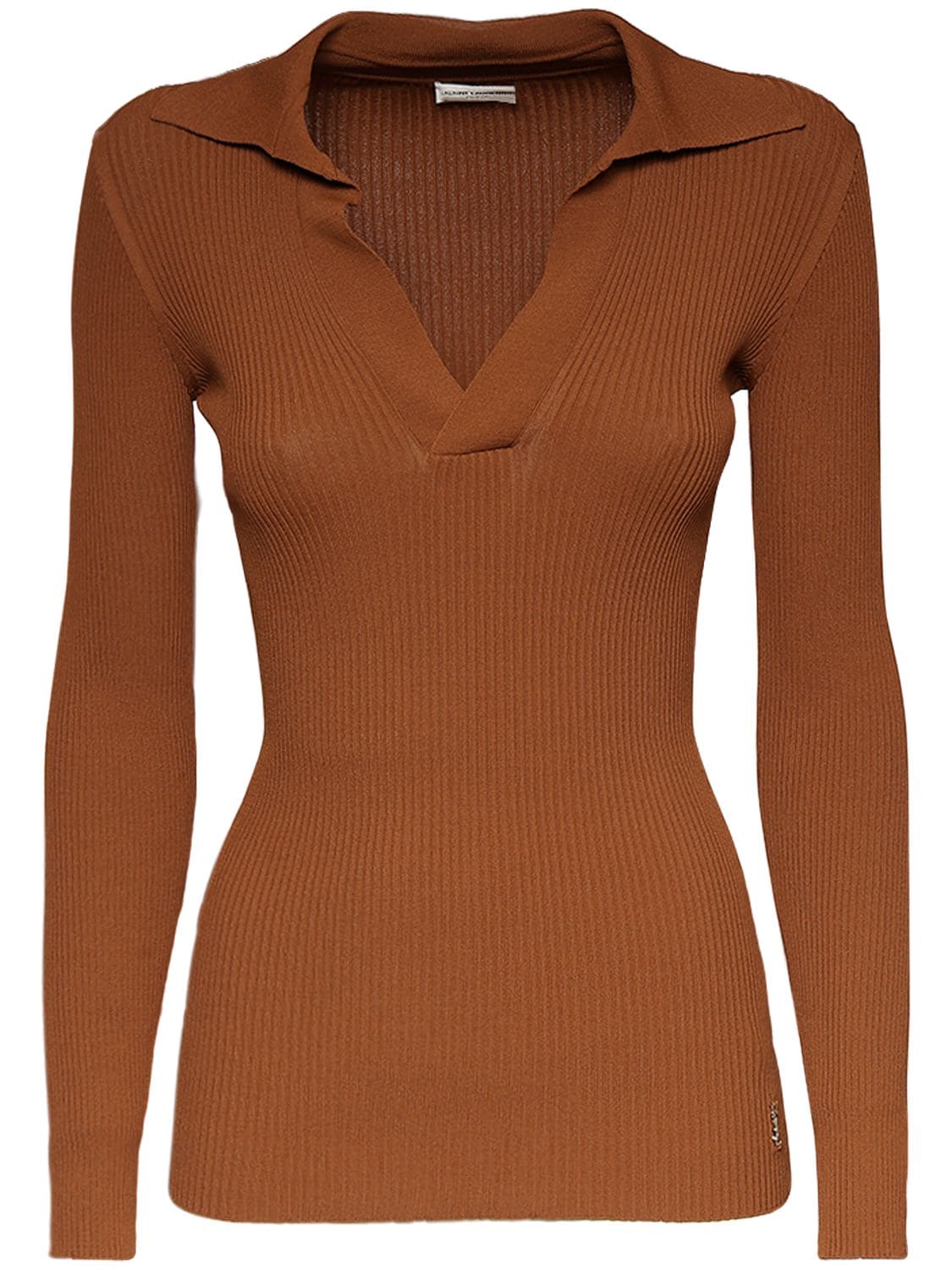 Saint Laurent Knitted Sweater In Caramel