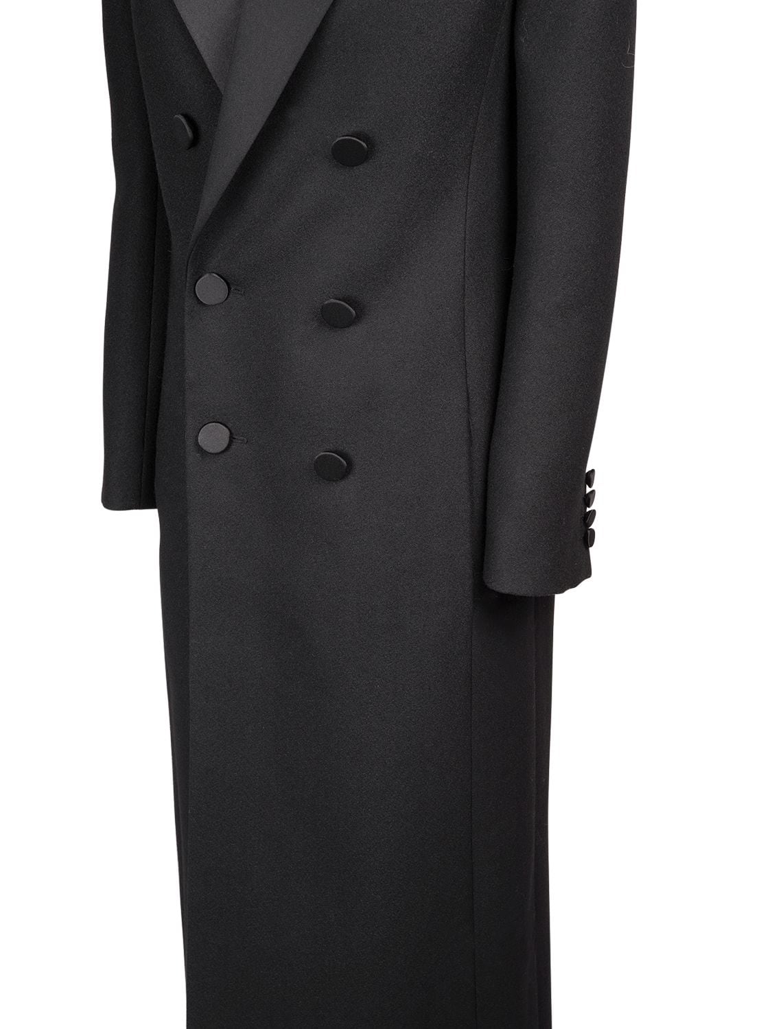 Shop Saint Laurent Tux Double Breast Coat In Black