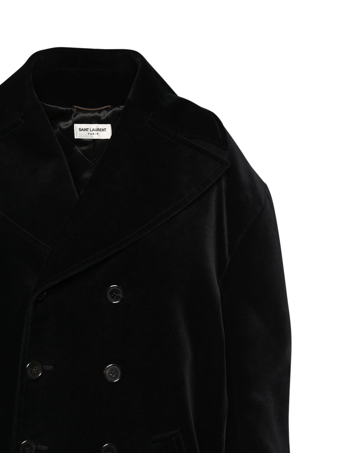 Shop Saint Laurent Oversize Velvet Coat In Noir