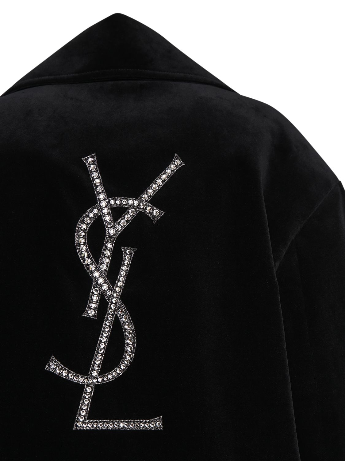 Shop Saint Laurent Oversize Velvet Coat In Noir