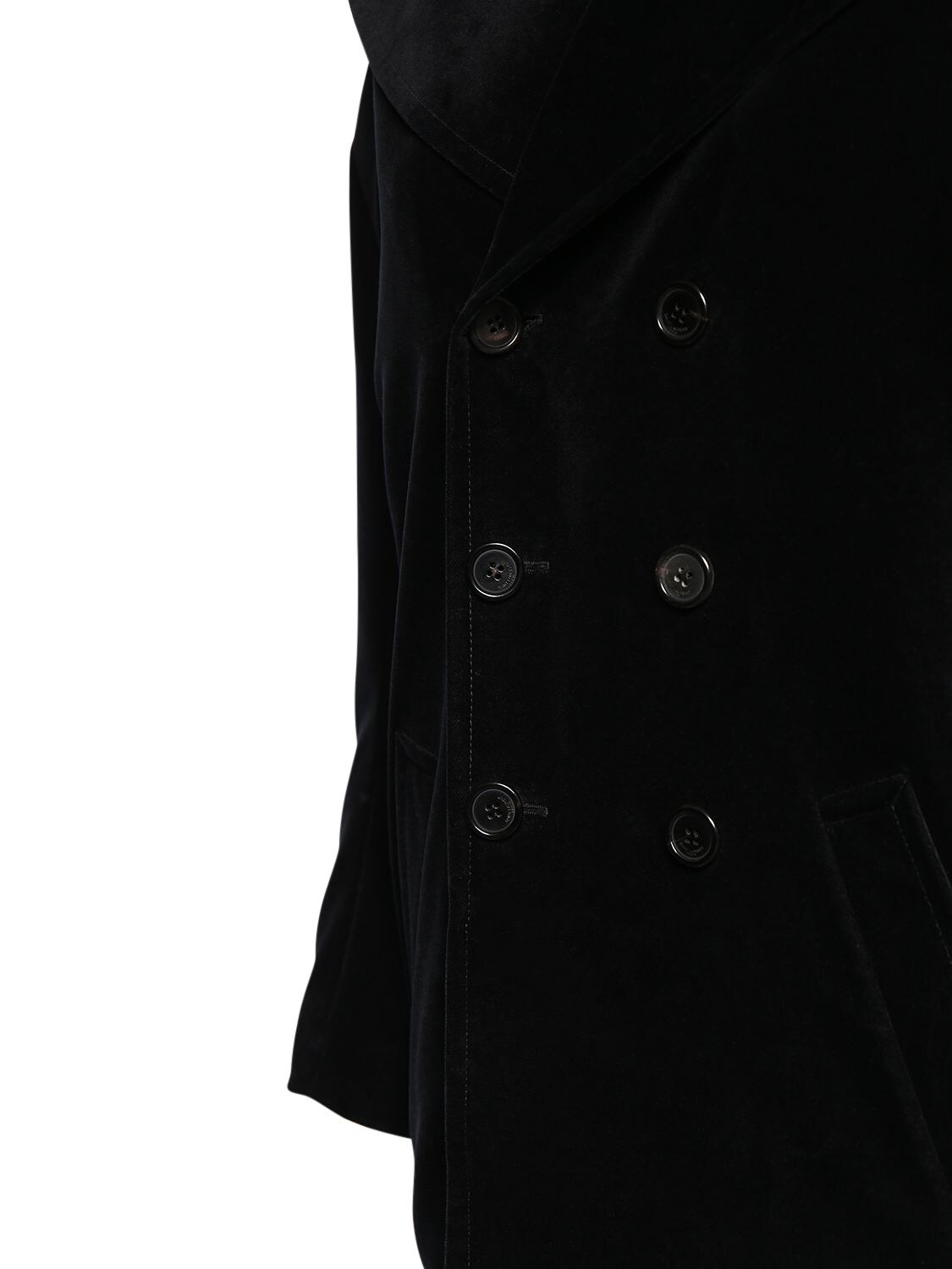 Shop Saint Laurent Oversize Velvet Coat In Noir