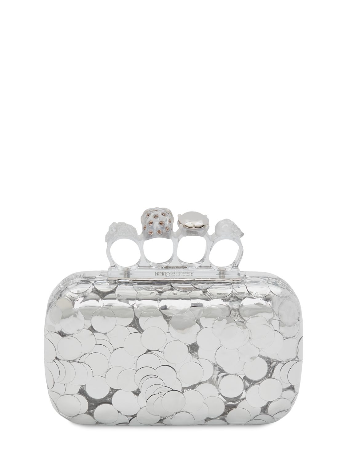 Alexander Mcqueen Skull Fourring Sequin Clutch Bag In Silver ModeSens
